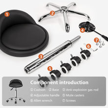 Load image into Gallery viewer, KKTONER PU Leather Round Rolling Stool with Back Rest Height Adjustable Swivel Drafting Work SPA Task Chair with Wheels Black
