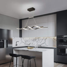 Load image into Gallery viewer, Jaycomey Modern Chandelier Light Fixtures, Dimmable LED Pendant Light with Remote Control, Acrylic Wave Chandeliers for Dining Rooms Bedroom Kitchen Restaurant, 3000K-6000K, 28W, Black
