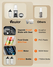 Load image into Gallery viewer, VEWIOR Smoothie Blender, 900W Personal Blender for Shakes and Smoothies, Blenders for Kitchen, Smoothie Juice Mixer with 2 * 22Oz BPA-Free To-Go Cups
