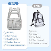 Load image into Gallery viewer, Heavy Duty Clear Backpack Clear BookBag,16 x11 x5inch TPU Large Capacity See Through Backpack for Sport Events,Travel (Grey)
