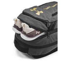 Load image into Gallery viewer, Under Armour Unisex-Adult Hustle 6.0 Backpack, (005) Black Full Heather/Black/Metallic Gold, One Size Fits Most

