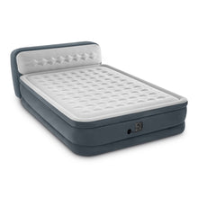 Load image into Gallery viewer, Intex 64447ED Dura-Beam Deluxe Ultra Plush Air Mattress with Headboard: Fiber-Tech – Queen Size – Built-in Electric Pump – 18in Bed Height – 600lb Weight Capacity
