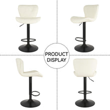 Load image into Gallery viewer, Nalupatio Modern Bar Stools Set of 2, Adjustable Faux Leather Upholstered Swivel Bar Stools, Counter Bar Chairs with Back for Kitchen Island, White
