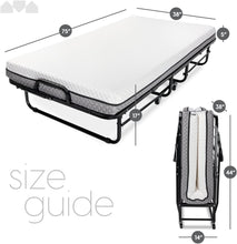 Load image into Gallery viewer, Milliard Deluxe Diplomat Folding Bed – Twin Size - with Luxurious Memory Foam Mattress and a Super Strong Sturdy Frame – 75” x 38

