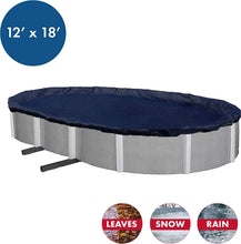 Load image into Gallery viewer, Winter Block WCP1218OV Premium Ground Oval, 12&#39; x 18&#39; Ft, Aboveground Pools Winter Cover 8-Year Warranty, Includes Winch and Cable, Strength &amp; Durability, UV Protection, Solid Blue
