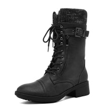 Load image into Gallery viewer, DREAM PAIRS Women&#39;s Amazon Black Mid Calf Combat Riding Boots Size 8.5 M US
