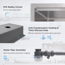 Load image into Gallery viewer, SANYCASA Kitchen Sink 32&quot; x 19&quot; Multifunctional Undermount Workstation Kitchen Sink S304 Stainless Steel Handmade Modern Single Bowl Kitchen Sink with Accessories and Integrated Ledge - 10 Inch Depth
