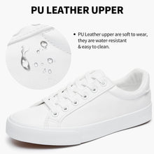 Load image into Gallery viewer, SERNIAL Women&#39;s White Tennis Shoes PU Leather Sneakers Casual Walking Shoes for Women(White,US9)
