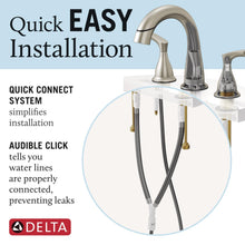 Load image into Gallery viewer, Delta Faucet Broadmoor Pull Down Bathroom Faucet Brushed Nickel, Bathroom Faucet, Widespread Bathroom Faucet 3 Hole with Magnetic Docking, Bathroom Sink Faucet, SpotShield Stainless 35765LF-SPPD
