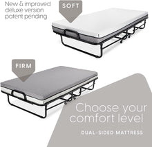 Load image into Gallery viewer, Milliard Deluxe Diplomat Folding Bed – Twin Size - with Luxurious Memory Foam Mattress and a Super Strong Sturdy Frame – 75” x 38
