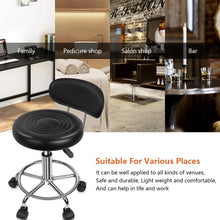 Load image into Gallery viewer, KKTONER PU Leather Modern Rolling Stool with Low Back Height Adjustable Work Salon Drafting Swivel Task Chair with Footrest (Black)
