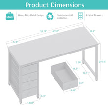 Load image into Gallery viewer, Lufeiya White Computer Desk with Drawers - 55 Inch Long Study Work Writing Desk for Home Office Bedroom, Simple Modern Cute PC Desks with Fabric Drawer, White
