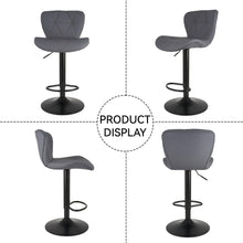 Load image into Gallery viewer, Nalupatio Modern Bar Stools Set of 2, Adjustable Faux Leather Upholstered Swivel Bar Stools, Counter Height Bar Chairs with Back for Kitchen Island, Dark Grey
