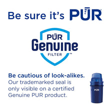 Load image into Gallery viewer, PUR 30-Cup Water Filter Dispenser with 1 Genuine PUR Filter, Large 30-Cup Capacity, 2-in-1 Powerful, Faster Filtration, Lasts 2 Months or 40 Gallons, Dishwasher Safe, White/Blue (DS1800Z)
