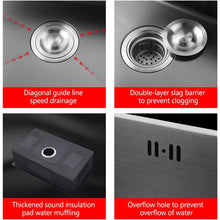 Load image into Gallery viewer, ARTLINE Black Kitchen Sink, Stainless Steel Single Bowl Sink, Drop In/Topmount Workstation Sink with Sliding Accessories, Farmhouse Workstation Sink with Multiple Accessories (19.7 x 17.7in)
