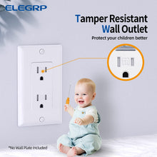 Load image into Gallery viewer, ELEGRP 15 Amp Tamper Resistant White Electrical Wall Outlet, 125V, UL Listed, 20 Pack
