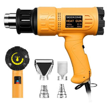 Load image into Gallery viewer, SEEKONE Heat Gun 1800W 122℉-1202℉（50℃- 650℃）Fast Heating Heavy Duty Hot Air Gun Kit Variable Temperature Control Overheat Protection with 4 Nozzles for Crafts, Shrinking PVC, Stripping Paint(5.2FT)
