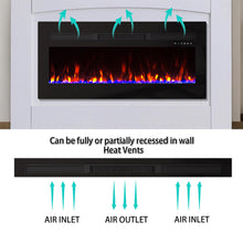 Load image into Gallery viewer, Panana Electric Fireplace Heater Wall Mounted, 60 inch Wide Recessed Electric Fireplace, 1400W, 8H Timer, 20 Color Flame, Remote Control, Log Set &amp; Crystal
