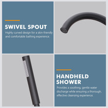 Load image into Gallery viewer, GIMILI Floor Mount Bathtub Faucet Freestanding Tub Filler Standing High Flow Shower Faucets Shower Mixer Taps, Swivel Gooseneck Spout with Cylinder Handheld Matte Black
