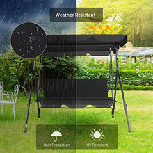 Load image into Gallery viewer, 3-Seat Patio Swing Chair,Outdoor Porch Swing with Adjustable Canopy and Durable Steel Frame for Patio, Garden, Poolside (Black)
