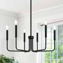 Load image into Gallery viewer, Black Chandelier, 6-Light Farmhouse Chandelier for Dining Room Lighting Fixtures Hanging, Dining Light Fixtures Industrial Modern Chandelier for Bedroom, Foyer, Hall, Kitchen, Living Room and Entryway
