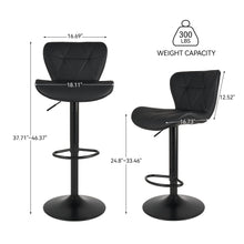 Load image into Gallery viewer, Nalupatio Modern Bar Stools Set of 2, Adjustable Faux Leather Upholstered Swivel Bar Stools, Counter Height Bar Chairs with Back for Kitchen Island, Black
