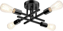 Load image into Gallery viewer, TOBUSA Semi Flush Mount Ceiling Light Fixture Matte Black, Modern Sputnik Close to Ceiling Light, Chandelier Light Fixture Ceiling for Bedroom Kitchen Living Room Dining Room, 4 Light E26 Socket
