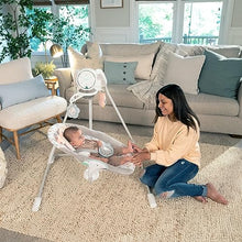Load image into Gallery viewer, Ingenuity InLighten 5-Speed Baby Swing - Swivel Infant Seat, 5 Point Safety Harness, Nature Sounds, Lights - Nally Owl
