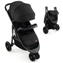 Load image into Gallery viewer, BABY JOY Jogging Stroller, Jogger Travel System with 5-Point Safety Harness, Adjustable Canopy/Backrest/Footrest, Storage Basket &amp; Pocket, Lightweight Baby Stroller for Newborn Toddlers (Black)
