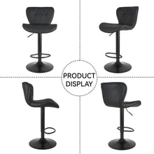 Load image into Gallery viewer, Nalupatio Modern Bar Stools Set of 2, Adjustable Faux Leather Upholstered Swivel Bar Stools, Counter Height Bar Chairs with Back for Kitchen Island, Black
