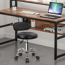Load image into Gallery viewer, KKTONER PU Leather Modern Rolling Stool with Low Back Height Adjustable Work Salon Drafting Swivel Task Chair with Footrest (Black)
