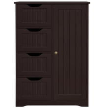 Load image into Gallery viewer, Yaheetech Wooden Bathroom Floor Cabinet, Side Storage Organizer Cabinet with 4 Drawers and 1 Cupboard, Freestanding Entryway Storage Unit Console Table, Home Decor Furniture, Brown
