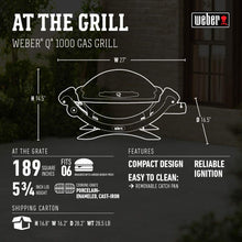 Load image into Gallery viewer, Weber Q1000 Liquid Propane Grill, Titanium

