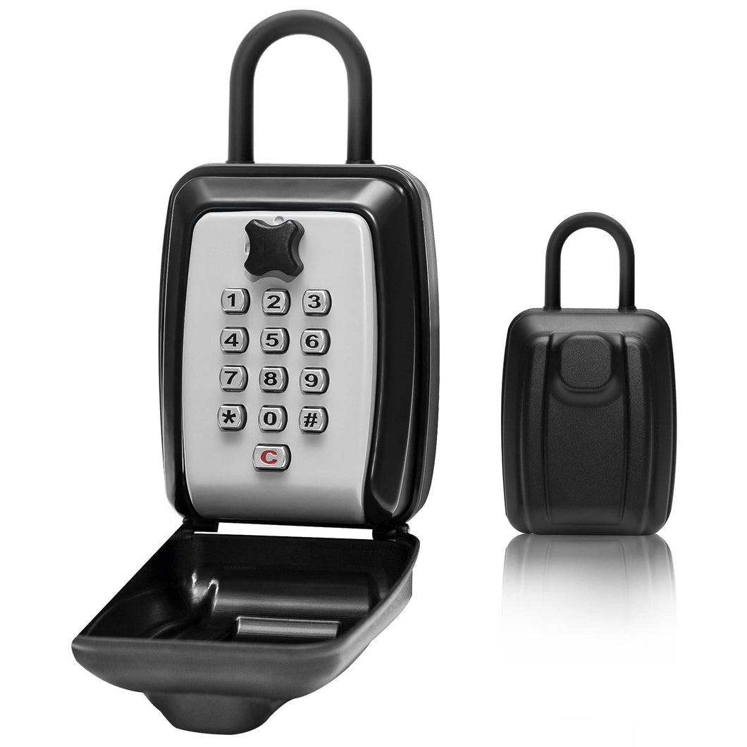 WJYMRO Key Lock Box, Large Capacity Key Storage Box with Hanging Ring, 9 Digit Keyboard Resettable Code, Rustproof Waterproof Wall Mounted Security Lock Box for Home, Warehouse, Outdoor