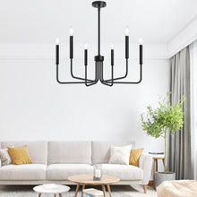 Load image into Gallery viewer, Black Chandelier, 6-Light Farmhouse Chandelier for Dining Room Lighting Fixtures Hanging, Dining Light Fixtures Industrial Modern Chandelier for Bedroom, Foyer, Hall, Kitchen, Living Room and Entryway
