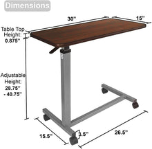 Load image into Gallery viewer, Vaunn Adjustable Overbed Bedside Table With Wheels (Hospital and Home Use), Walnut Brown
