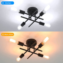 Load image into Gallery viewer, TOBUSA Semi Flush Mount Ceiling Light Fixture Matte Black, Modern Sputnik Close to Ceiling Light, Chandelier Light Fixture Ceiling for Bedroom Kitchen Living Room Dining Room, 4 Light E26 Socket
