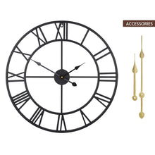 Load image into Gallery viewer, LEIKE Large Wall Clock, Silent, Non-Ticking Metal Wall Clock, Round Modern Wall Decor for Living Room, Bedroom Kitchen and Outdoor, 16-Inch (40cm, Black Roman Number)
