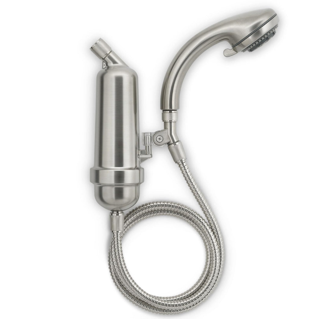 WaterChef Handheld Shower Filter System SF-7C (Brushed Nickel) - Deluxe Adjustable Wand, Advanced Filtration for Superior Chlorine Reduction - NSF/ANSI Certified: 96.6% of Chlorine, 10,000 Gal., USA