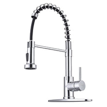 Load image into Gallery viewer, WEWE Chrome Kitchen Faucet, Faucet for Kitchen Sink with Pull Down Sprayer Kitchen Faucet with Deck Plate Stainless Steel Single Handle Spring for Farmhouse Utility Bar Laundry Sinks
