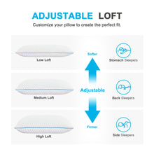 Load image into Gallery viewer, Cooling Bed Pillows Queen Size Set of 2, Shredded Memory Foam Pillows Cool Cold Pillow for Side Back Stomach Sleepers, Gel Pillow Adjustable Firm Pillows Soft Pillows for Sleeping 20x30 Pillow White
