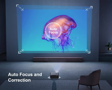Load image into Gallery viewer, [Auto Focus/4K Support] Projector with WiFi 6 and Bluetooth 5.2, 600ANSI Native 1080P Outdoor Movie Projector, WiMiUS P62 Auto 6D Keystone &amp; 50% Zoom, Smart Home Projector for iOS/Android/TV Stick

