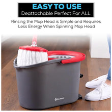 Load image into Gallery viewer, SIMPLI-MAGIC 79349 Spin Mop Cleaning System with 3 Microfiber Mop Heads, Red/GRAY,Red/Black
