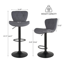 Load image into Gallery viewer, Nalupatio Modern Bar Stools Set of 2, Adjustable Faux Leather Upholstered Swivel Bar Stools, Counter Height Bar Chairs with Back for Kitchen Island, Dark Grey
