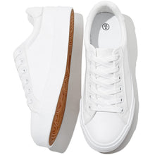 Load image into Gallery viewer, SERNIAL Women&#39;s White Tennis Shoes PU Leather Sneakers Casual Walking Shoes for Women(White,US9)
