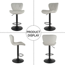 Load image into Gallery viewer, Nalupatio Modern Bar Stools Set of 2, Adjustable Faux Leather Upholstered Swivel Bar Stools, Counter Height Bar Chairs with Back for Kitchen Island, Light Grey

