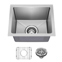 Load image into Gallery viewer, KRAUS Fairlane 15-inch Undermount Single Bowl 18-Gauge Stainless Steel Kitchen Bar Sink, KHU631-15
