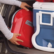 Load image into Gallery viewer, Coleman Fold N Go Propane Grill, Portable &amp; Lightweight Grill with Push-Button Starter, Adjustable Burner, Built-In Handle, &amp; 6,000 BTUs of Power for Camping, Tailgating, Grilling
