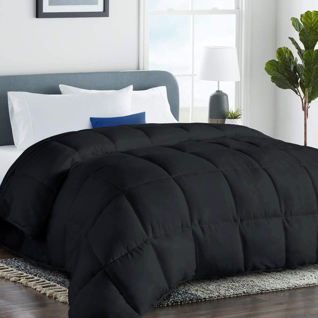 COHOME 2200 Series King Size Down Alternative Comforter Quilted Duvet Insert with Corner Tabs - All Season Reversible Luxury Hotel Bedding Comforter - Winter Warm - Reversible - Black