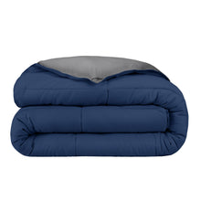 Load image into Gallery viewer, Bare Home Queen Comforter - Reversible Colors - Goose Down Alternative - Ultra-Soft - Premium 1800 Series - All Season Warmth - Bedding Comforter (Queen, Dark Blue/Grey)
